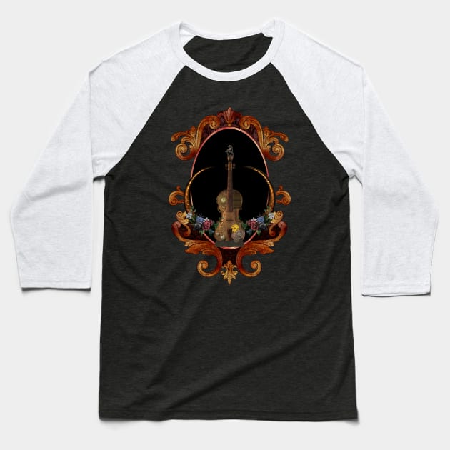 Awesome steampunk violin with clocks, gears and monkey Baseball T-Shirt by Nicky2342